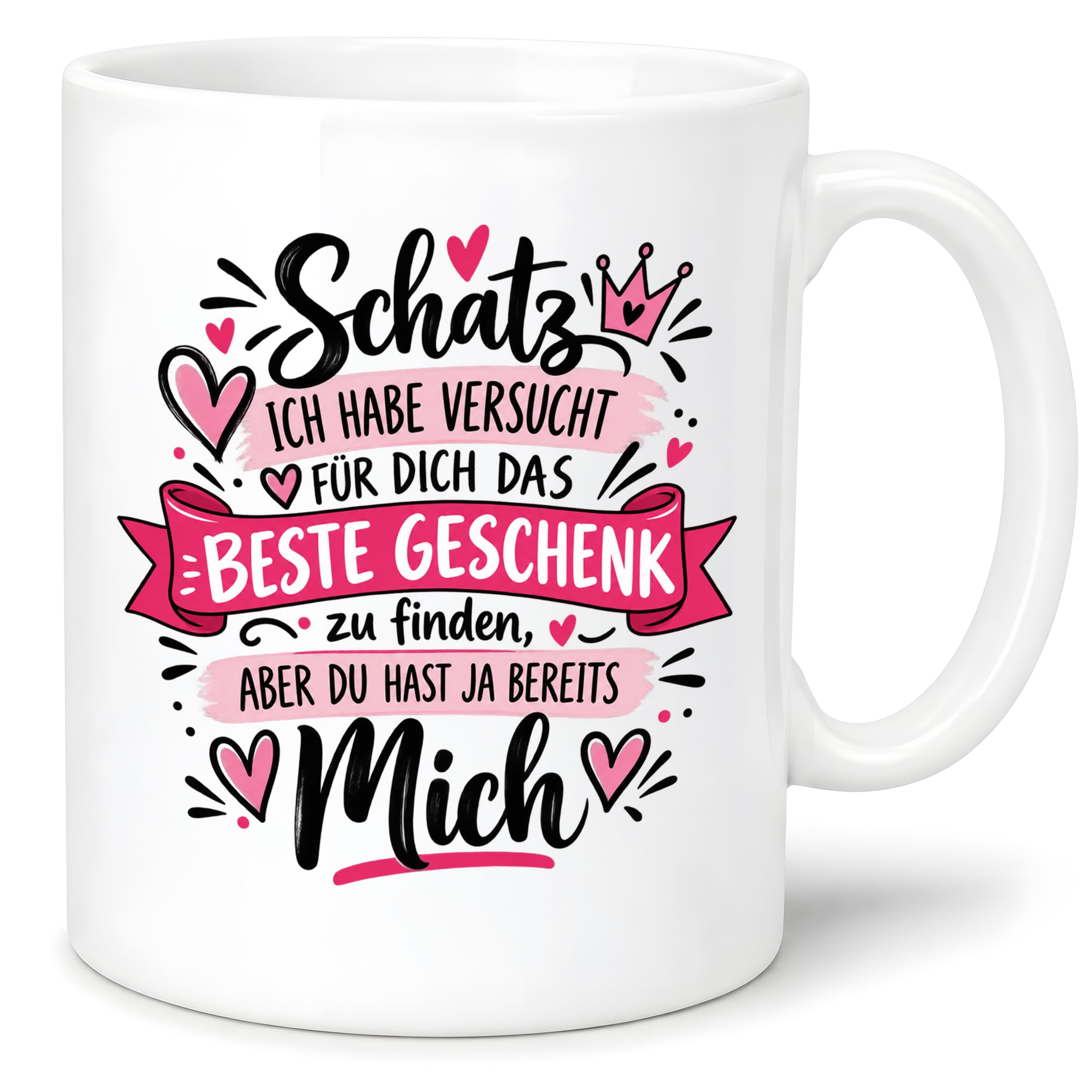 Herzbotschaft Tasse Schatz mit Spruch Das perfekte Geschenk Partner