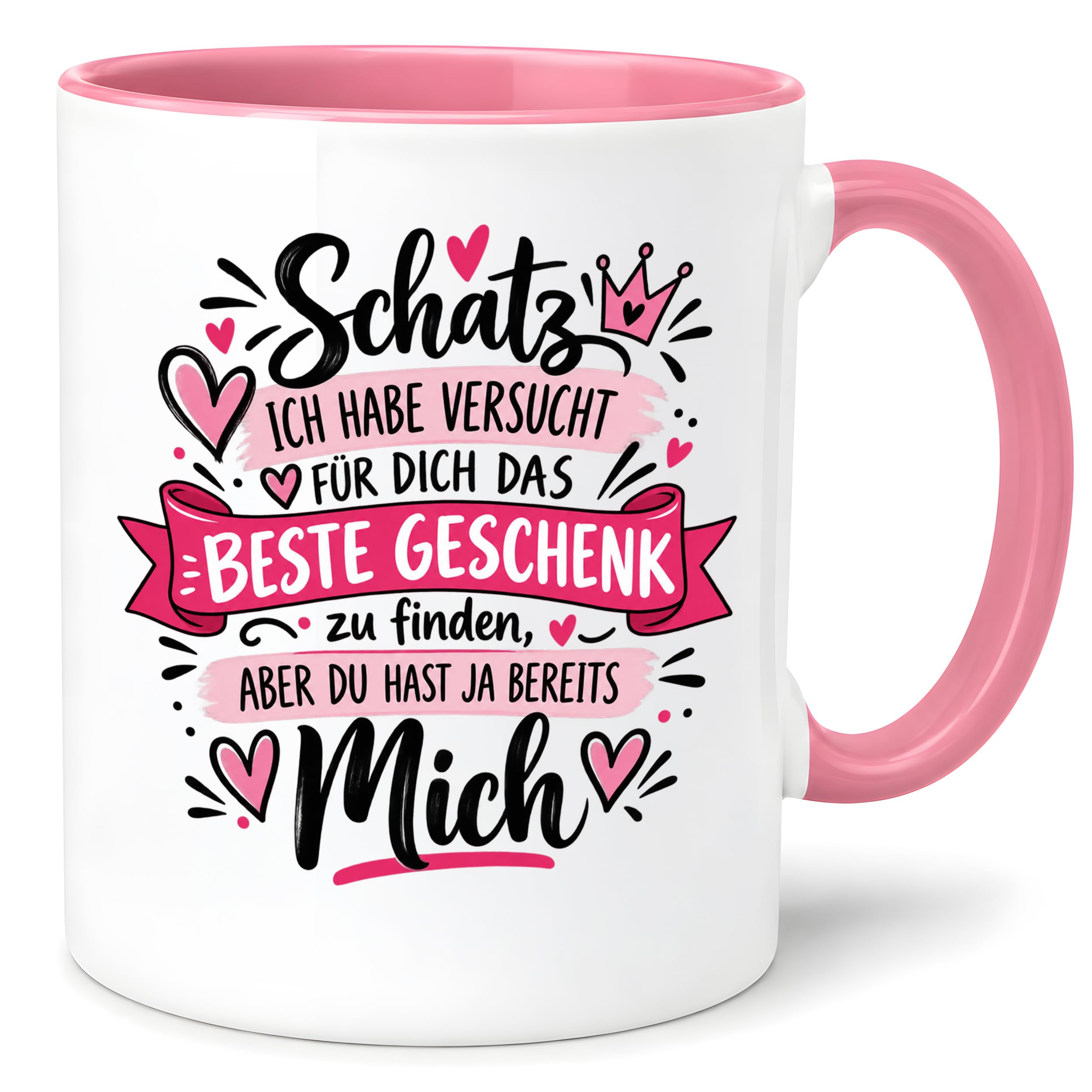 Herzbotschaft Tasse Schatz mit Spruch Das perfekte Geschenk Partner