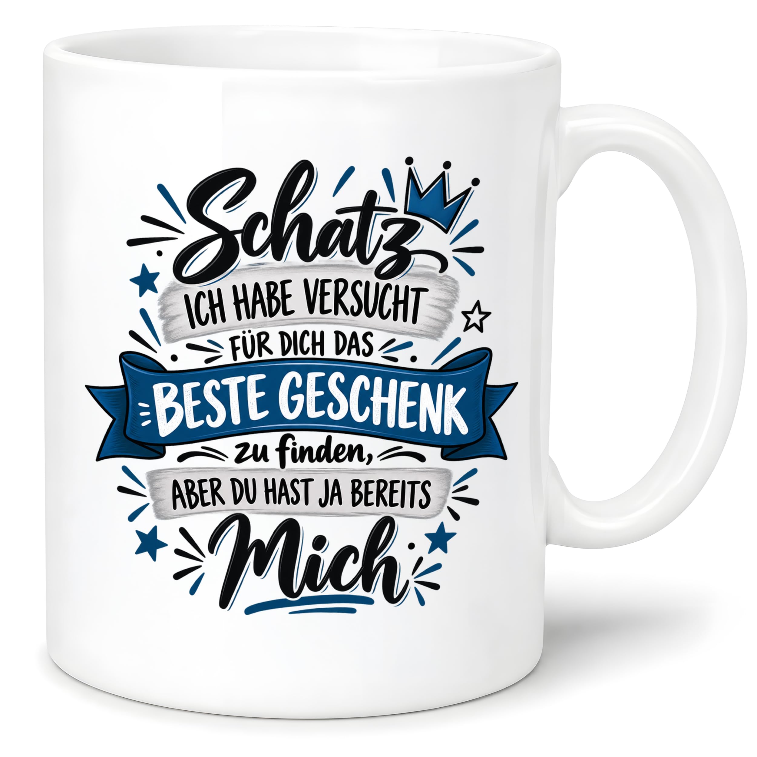 Herzbotschaft Tasse Geschenk Schatz Kaffeetasse für Freund Ehemann Teetasse