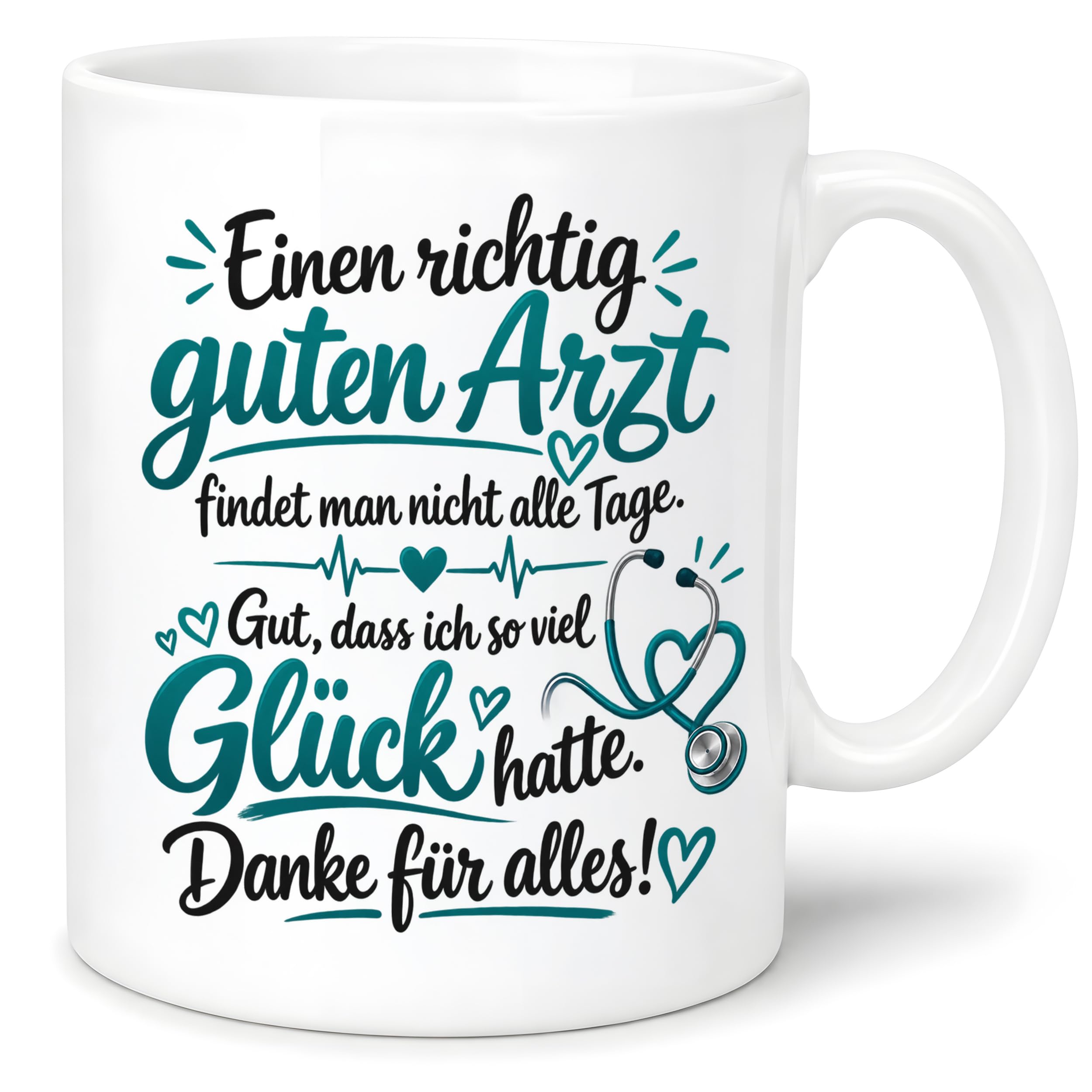 Herzbotschaft Tasse Kaffeetasse für Ärzte - Danke Geschenk für guten Arzt