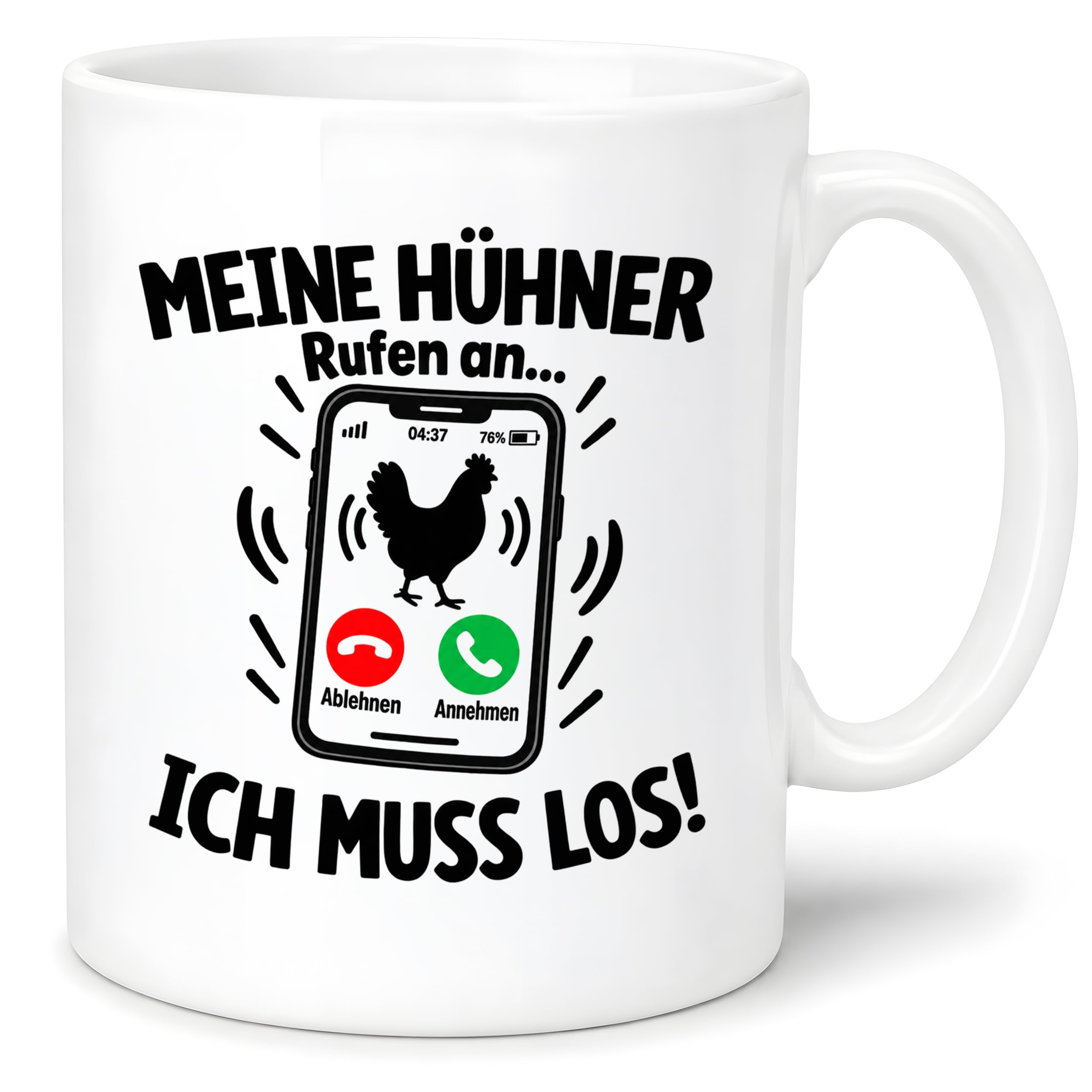 Herzbotschaft Kaffeetasse Meine Hühner rufen an ich muss los Tasse Geschenk
