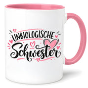 Herzbotschaft Tasse für beste Freundin Kaffeetasse Unbiologische Schwester