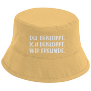 Bucket Hat mit Motiv | Bekloppt aber Freunde | Mallorca Hut für Feiern und Partys Sommerhut