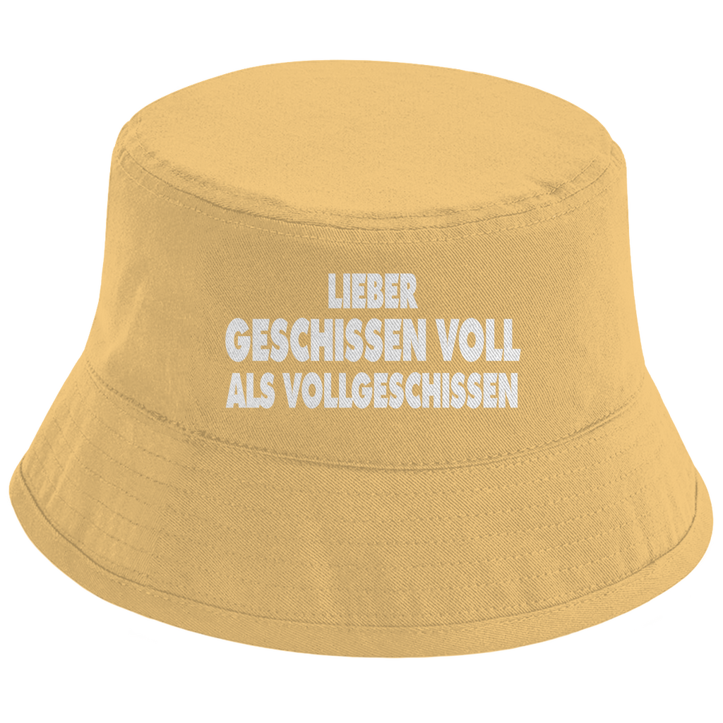 Bucket Hat mit Motiv | Lieber geschissen voll | Mallorca Hut für Feiern und Partys Sommerhut