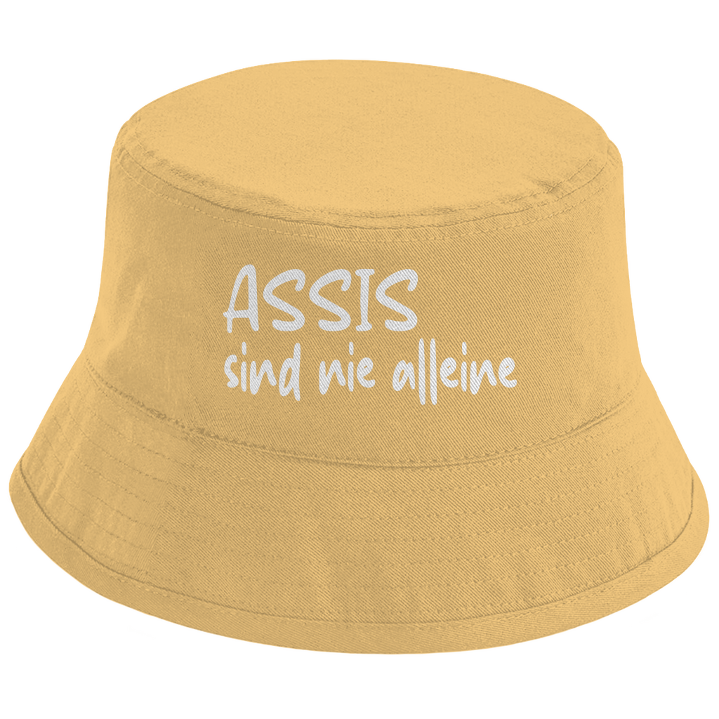 Bucket Hat mit Motiv | Assis sind nie alleine | Mallorca Hut für Feiern und Partys Sommerhut