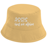 Bucket Hat mit Motiv | Assis sind nie alleine | Mallorca Hut für Feiern und Partys Sommerhut