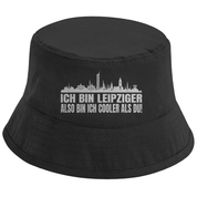 Bucket Hat mit Motiv | Ich bin Leipziger also bin ich cooler als du! | Mallorca Hut für Feiern und Partys Sommerhut