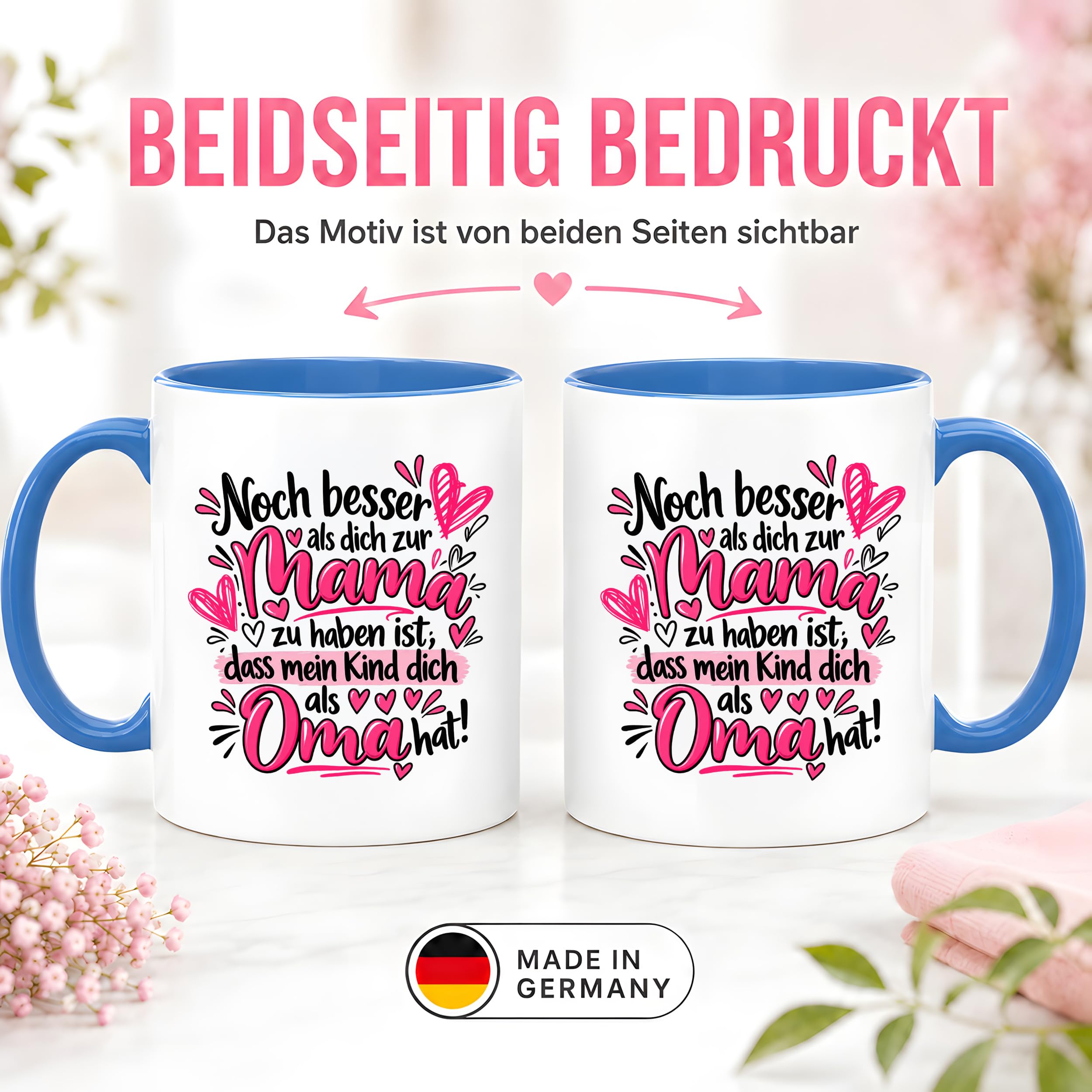 Herzbotschaft Tasse Geschenk Beste Oma der Welt Kaffeetasse