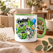 Herzbotschaft Tasse 15. Geburtstag Teetasse Geburtstagsgeschenk für Jungen