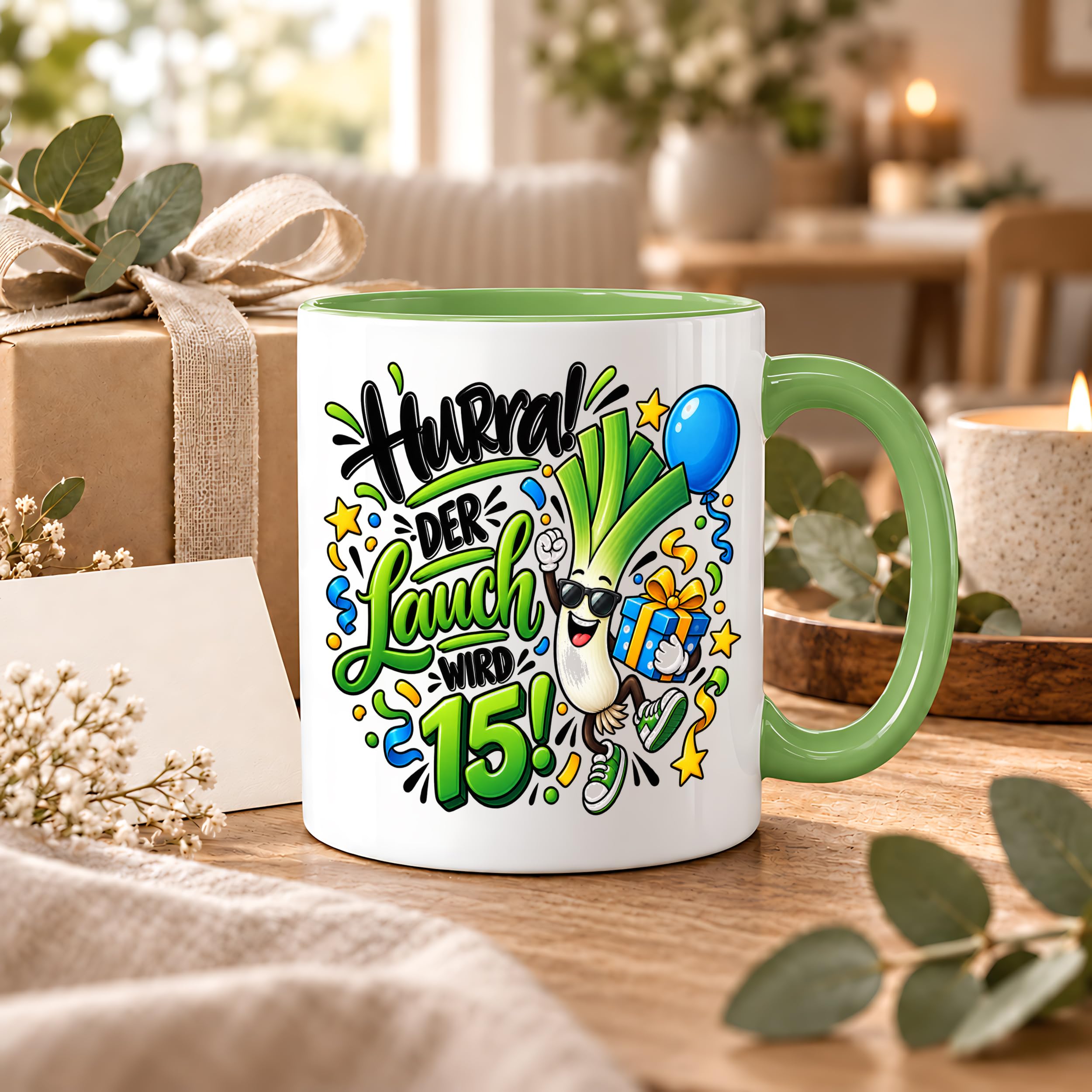 Herzbotschaft Tasse 15. Geburtstag Teetasse Geburtstagsgeschenk für Jungen