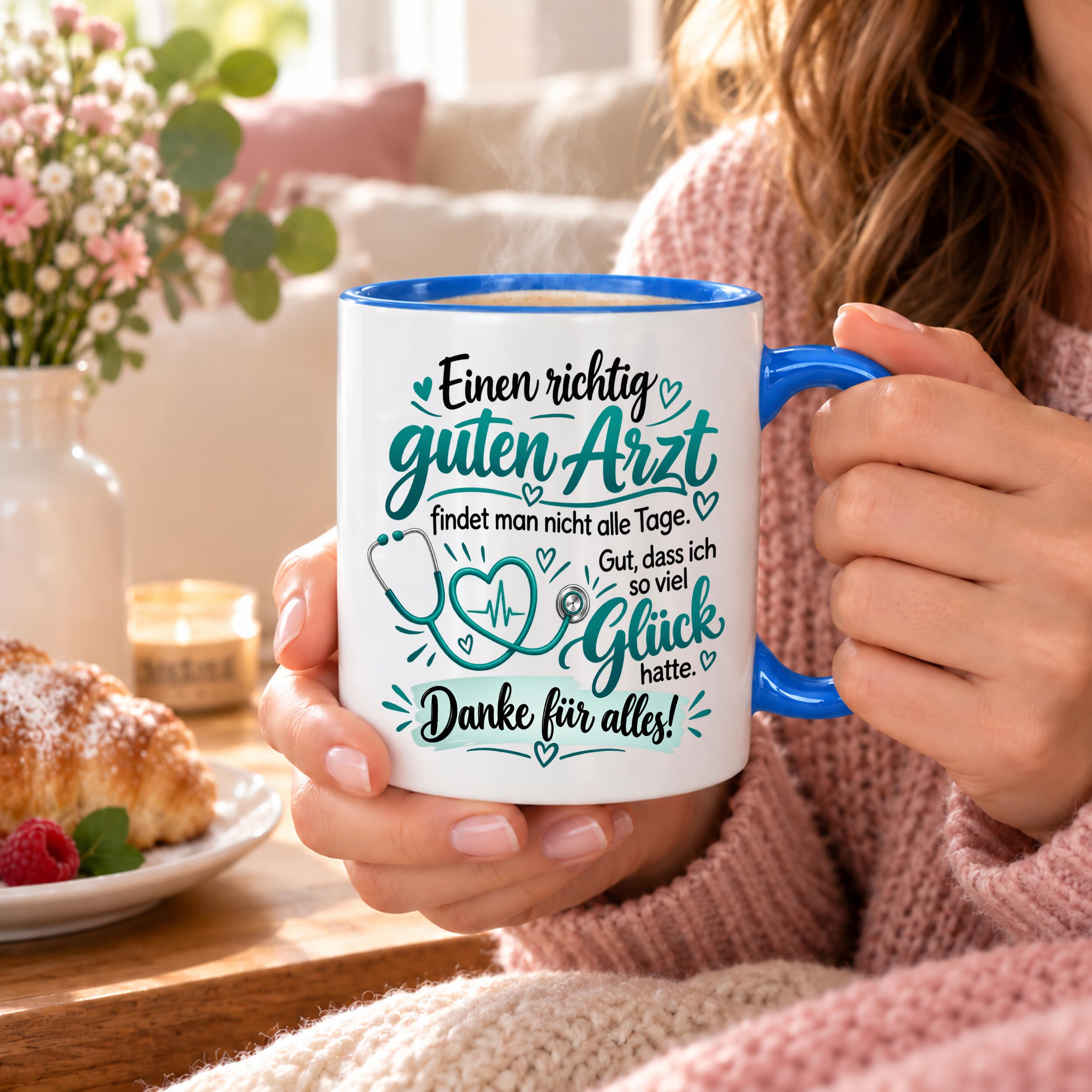 Herzbotschaft Tasse Danke Arzt Geschenk Kaffeetasse für Mediziner Praxis
