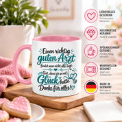 Herzbotschaft Tasse Kaffeetasse für Ärzte - Danke Geschenk für guten Arzt