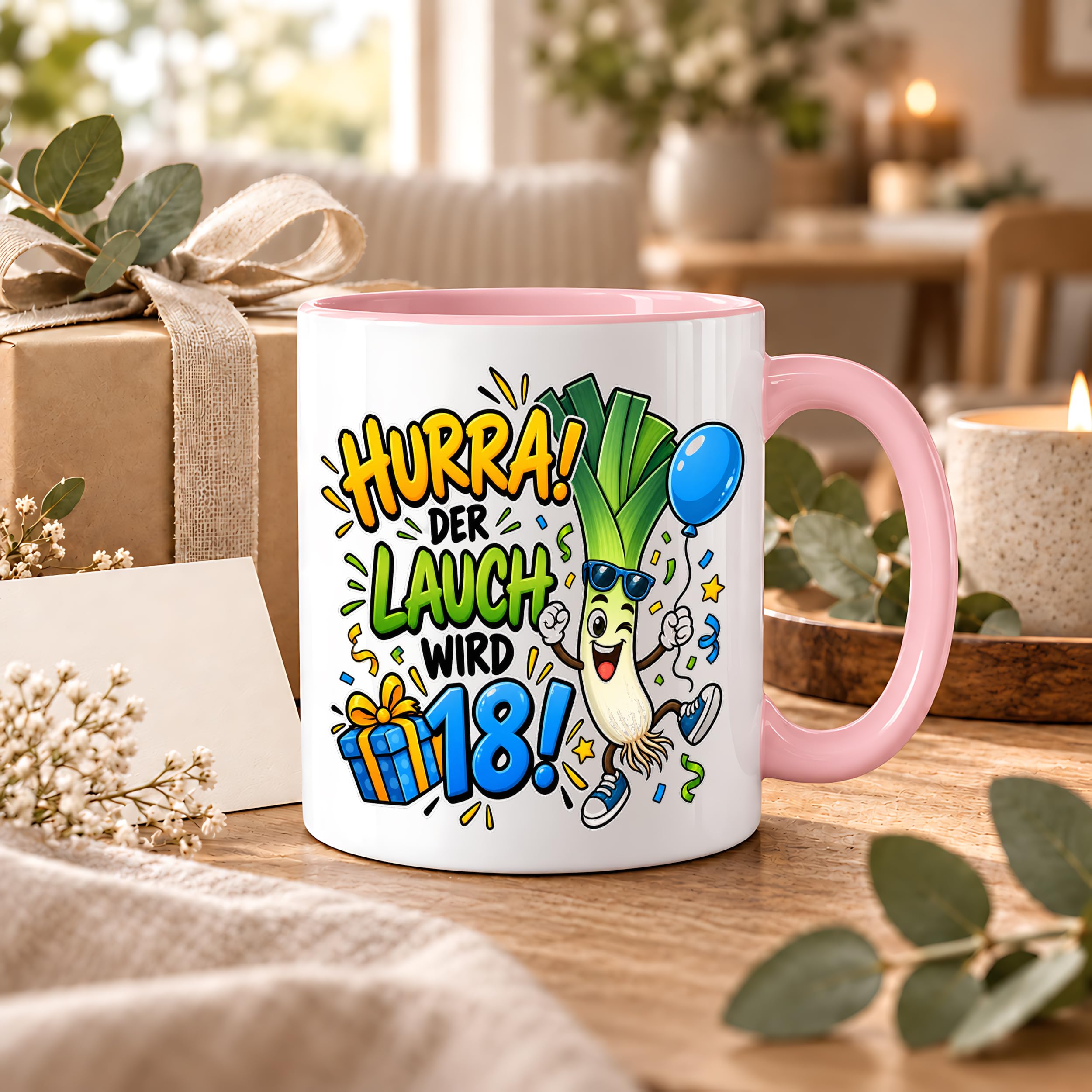 Herzbotschaft 18. Geburtstag Tasse Geburtstagsgeschenk für jungen Mann