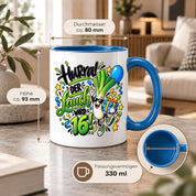 Herzbotschaft Tasse 16. Geburtstag – Kaffeetasse Geschenk für Jungen Mann