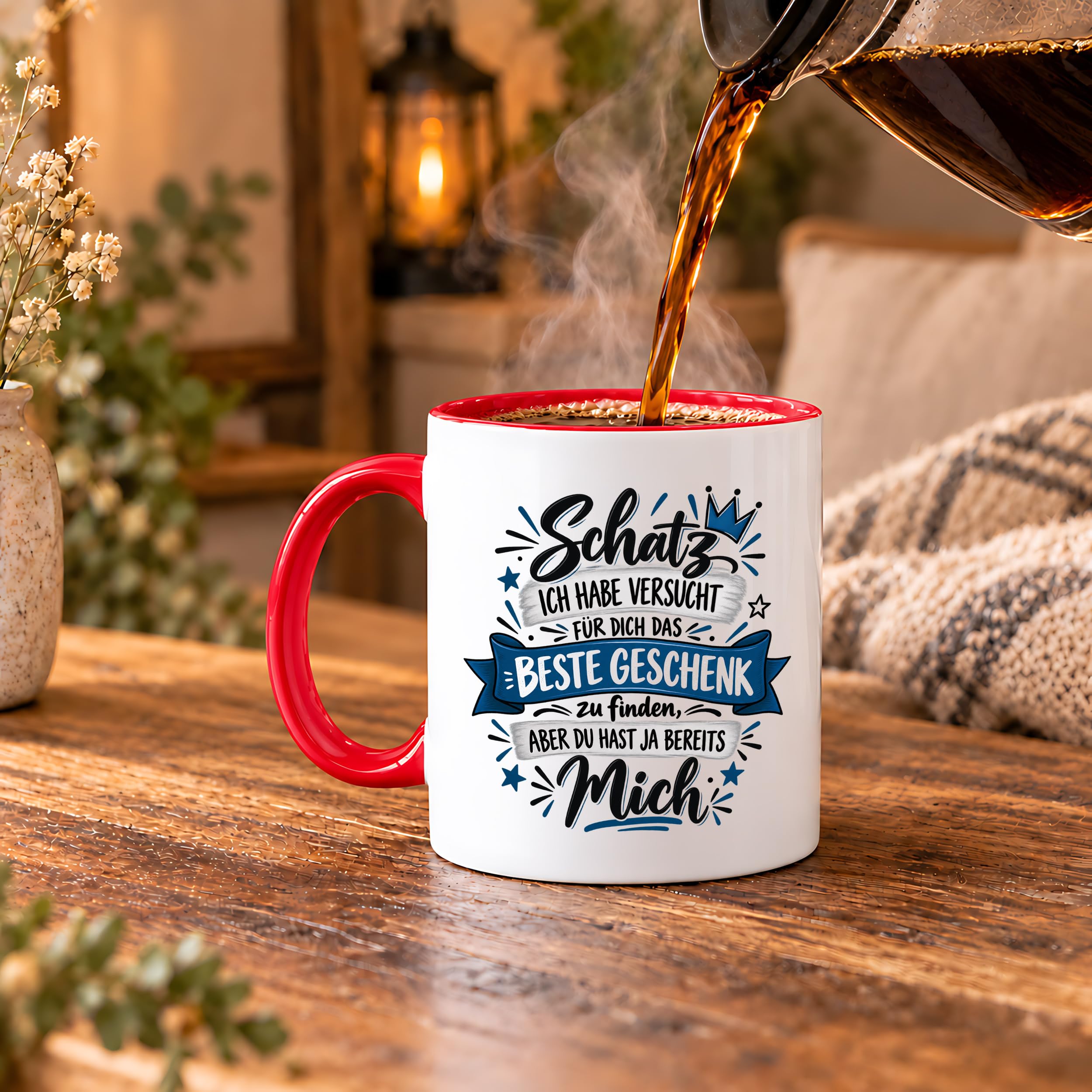 Herzbotschaft Tasse Geschenk Schatz Kaffeetasse für Freund Ehemann Teetasse