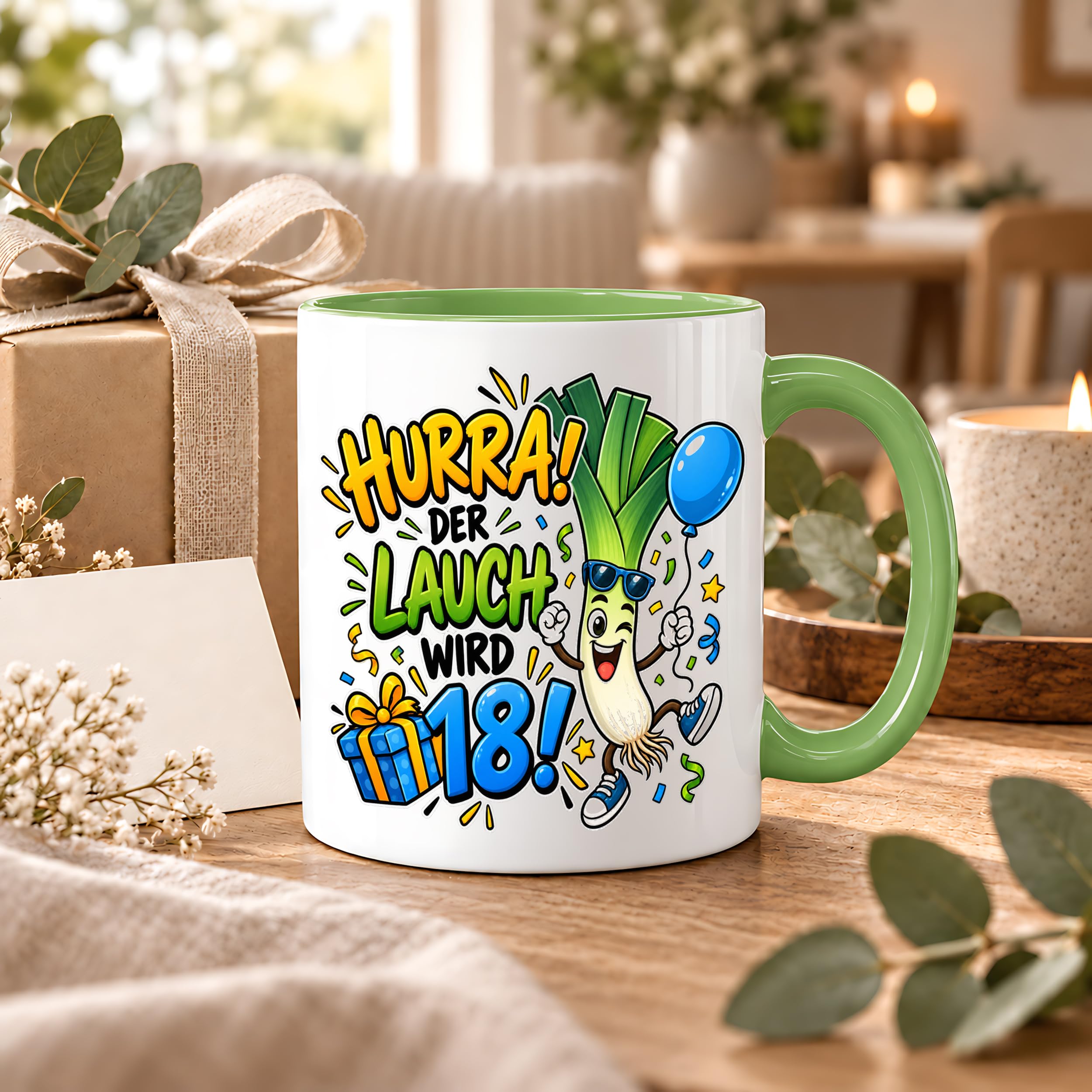 Herzbotschaft 18. Geburtstag Tasse Geburtstagsgeschenk für jungen Mann