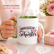 Herzbotschaft Tasse für beste Freundin Kaffeetasse Unbiologische Schwester