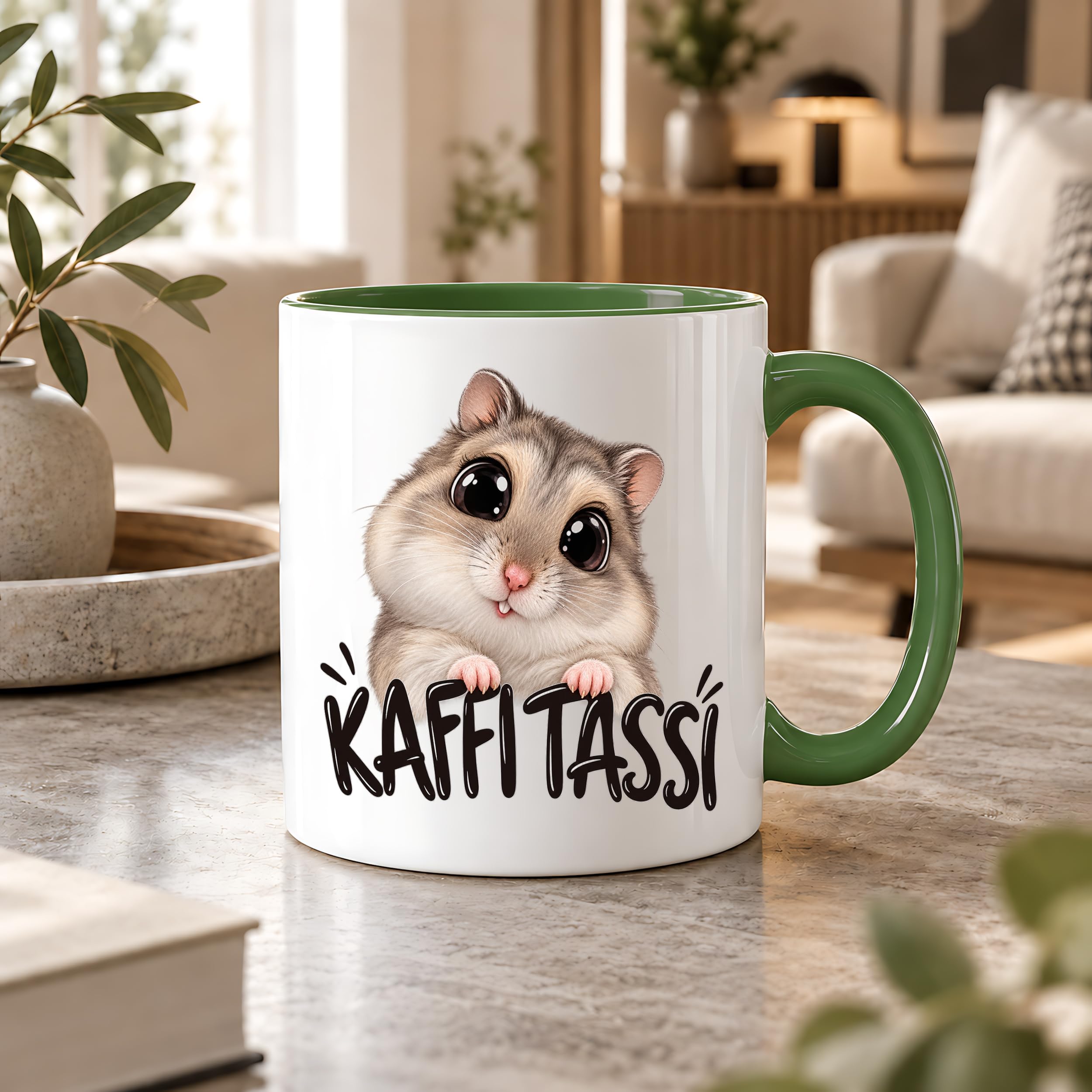 Herzbotschaft Kaffeetasse für Hamster Fans mit lustigem Spruch Kaffi Tassi