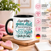 Herzbotschaft Tasse Danke Arzt Geschenk Kaffeetasse für Mediziner Praxis
