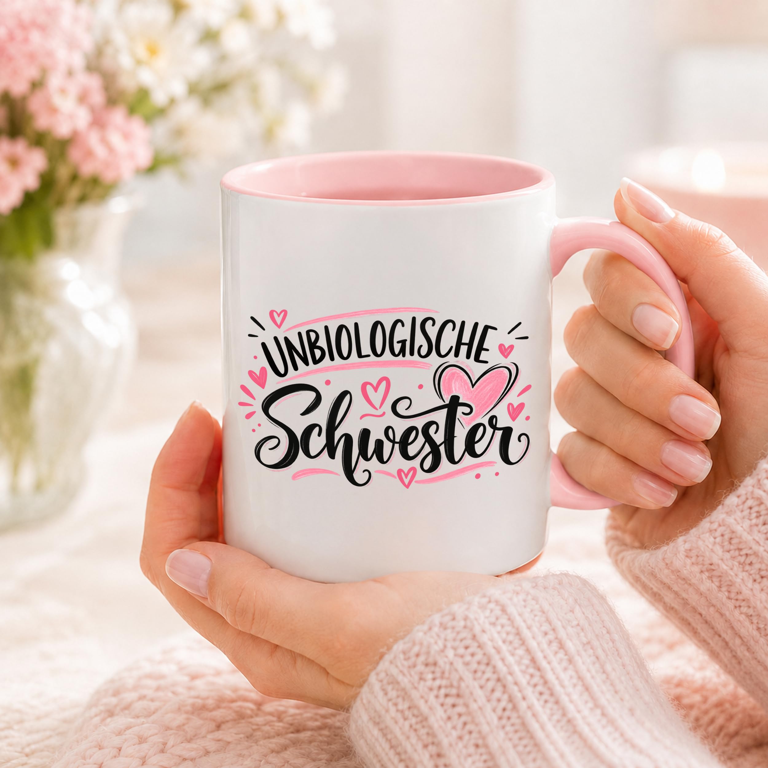 Herzbotschaft Tasse für beste Freundin Kaffeetasse Unbiologische Schwester