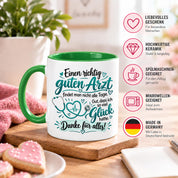 Herzbotschaft Tasse Danke Arzt Geschenk Kaffeetasse für Mediziner Praxis