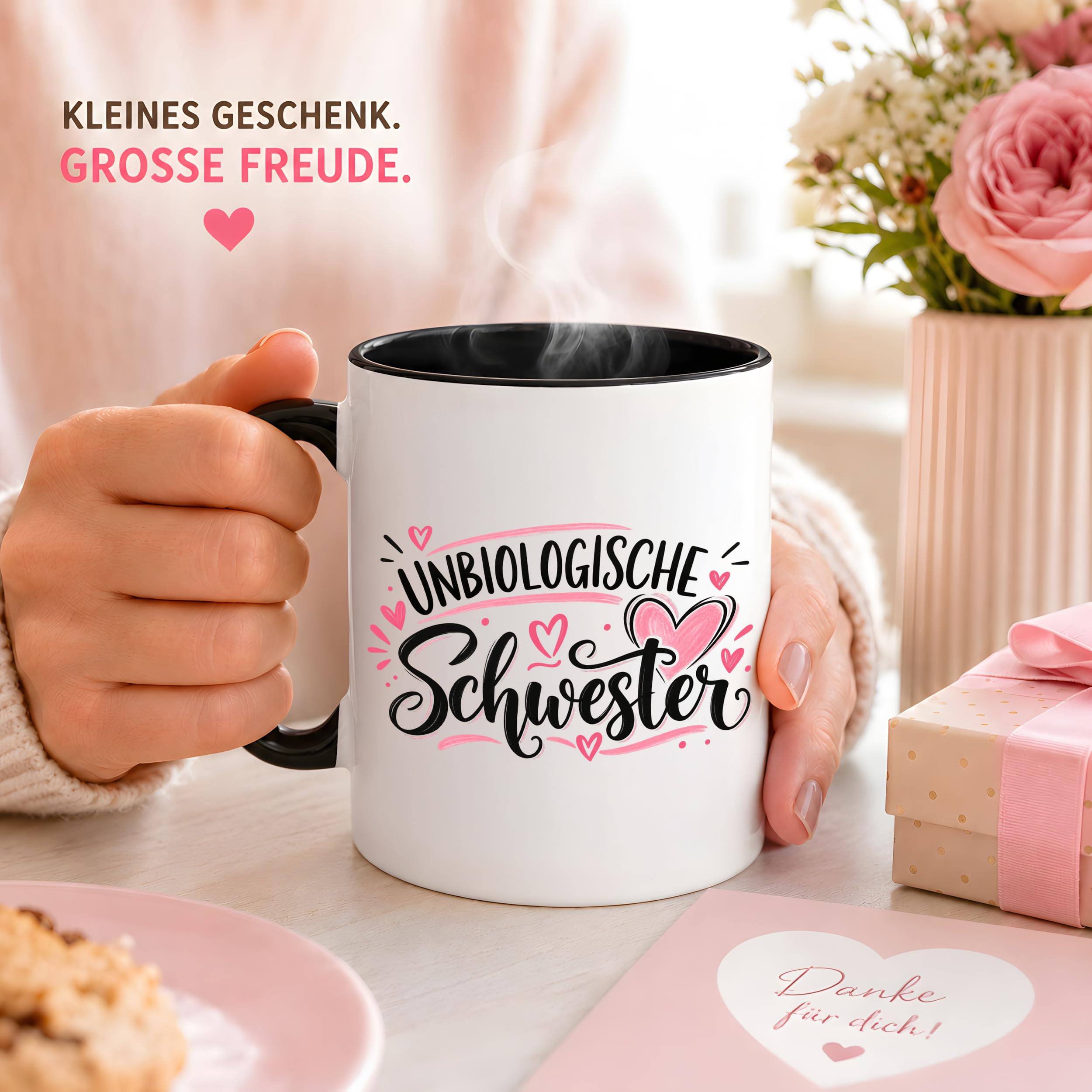 Herzbotschaft Tasse für beste Freundin Kaffeetasse Unbiologische Schwester