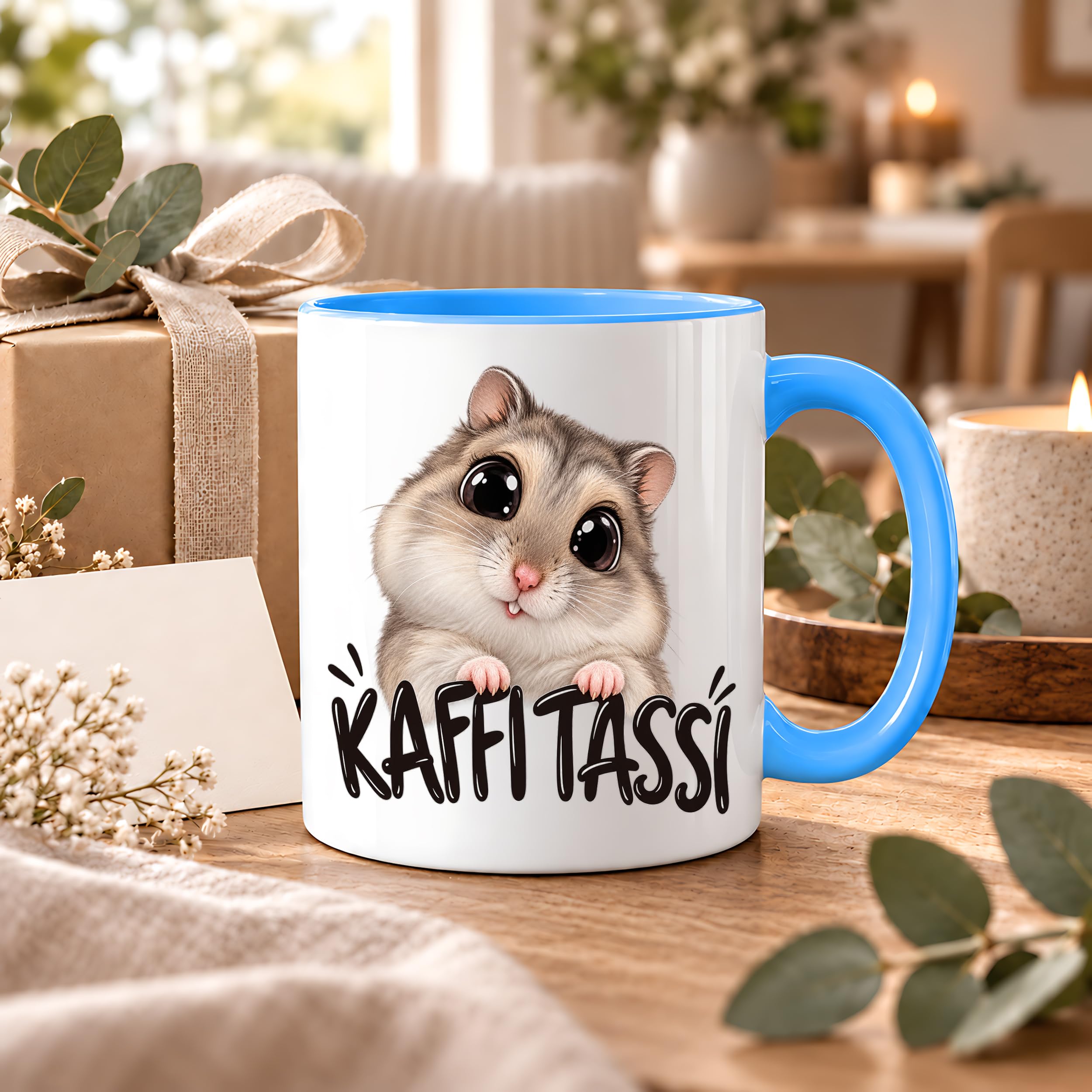 Herzbotschaft Kaffeetasse für Hamster Fans mit lustigem Spruch Kaffi Tassi