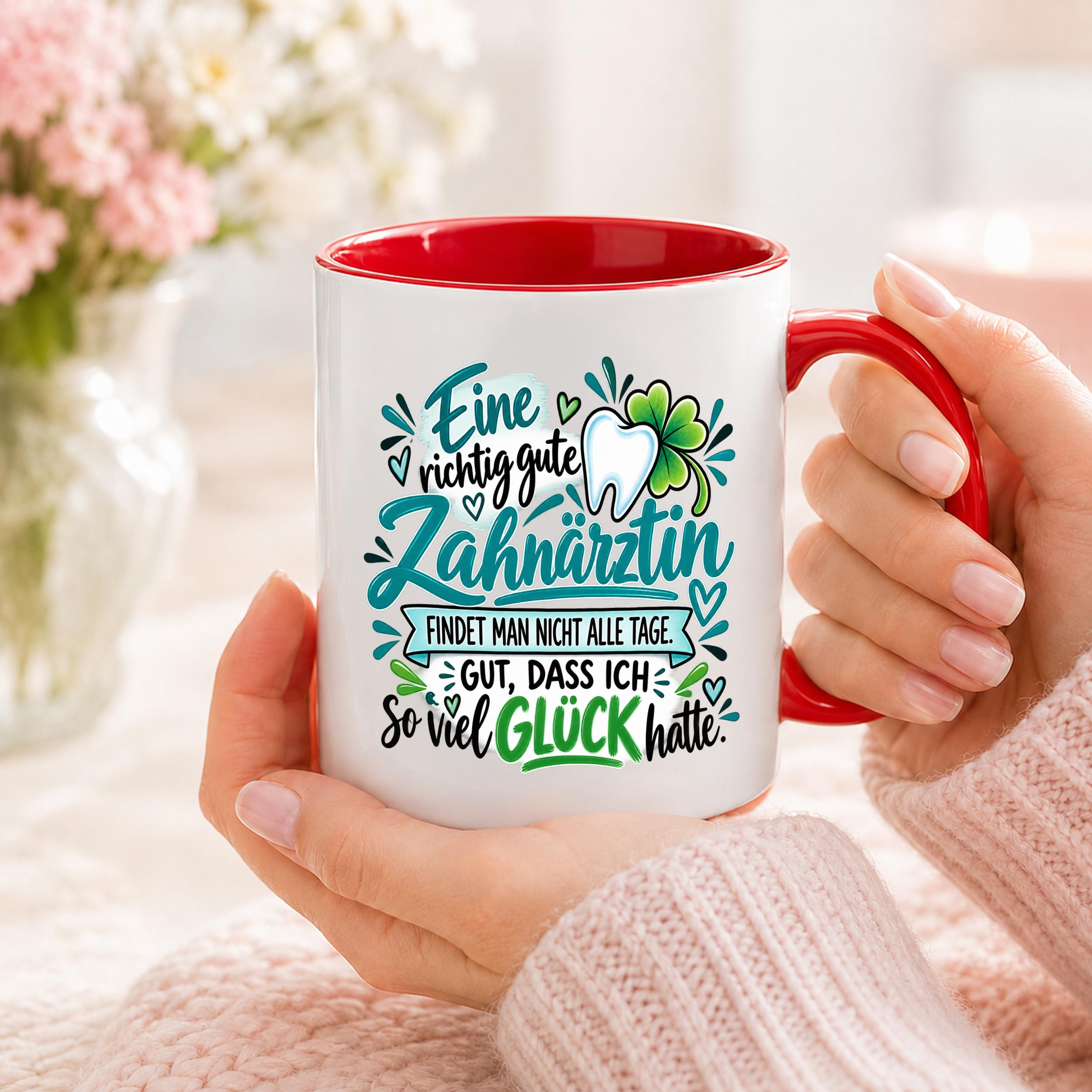 Herzbotschaft Zahnärztin Tasse Danke Kaffeetasse Geschenk in Zahnarztpraxis