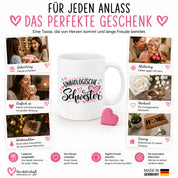 Herzbotschaft Tasse für beste Freundin Kaffeetasse Unbiologische Schwester