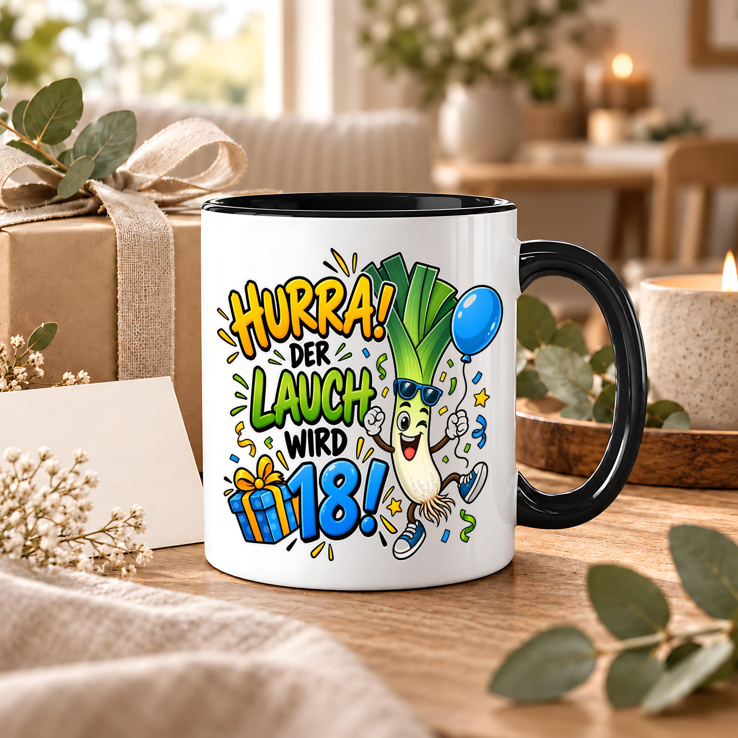 Herzbotschaft 18. Geburtstag Tasse Geburtstagsgeschenk für jungen Mann