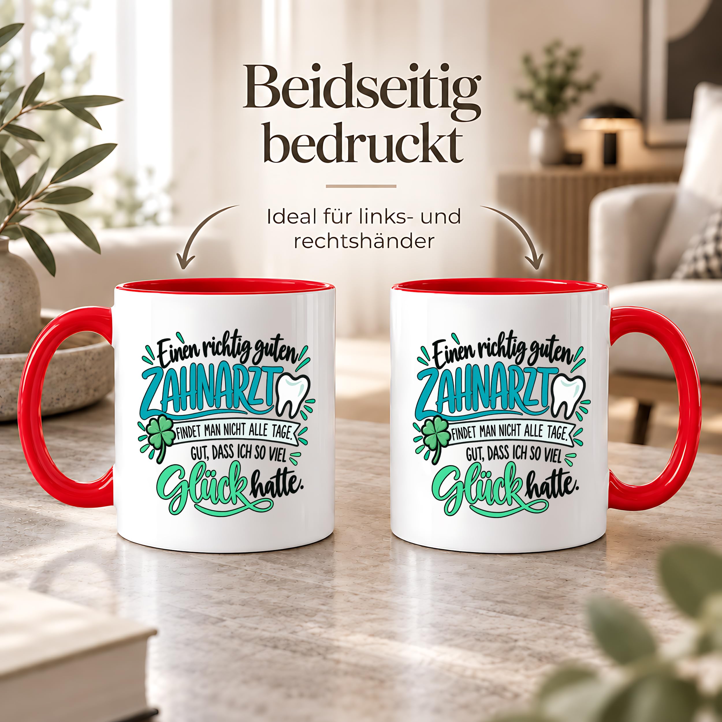 Herzbotschaft Zahnarzt Tasse - Danke Geschenk Kaffeetasse Zahnarztpraxis
