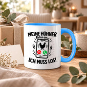 Herzbotschaft Kaffeetasse Meine Hühner rufen an ich muss los Tasse Geschenk
