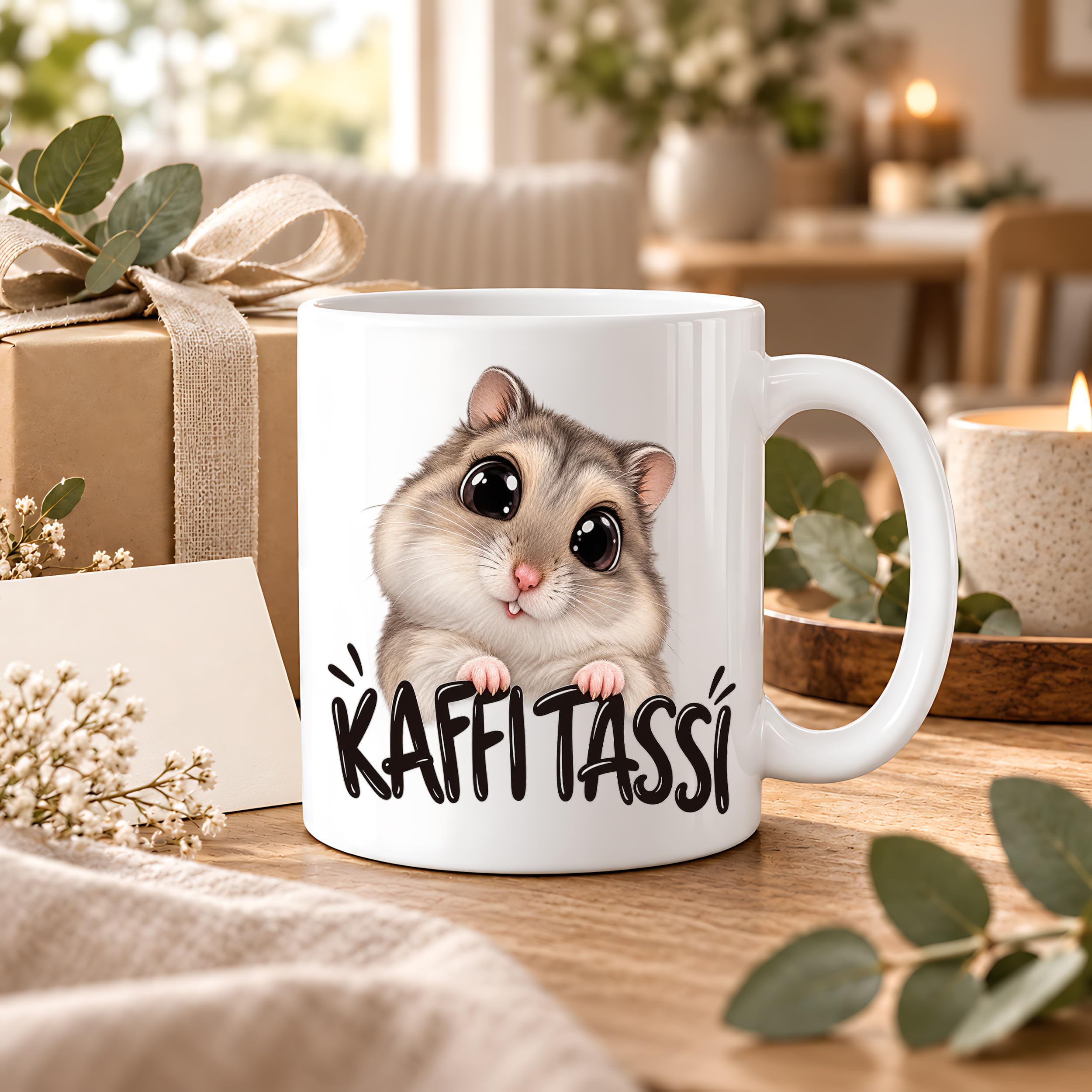 Herzbotschaft Kaffeetasse für Hamster Fans mit lustigem Spruch Kaffi Tassi