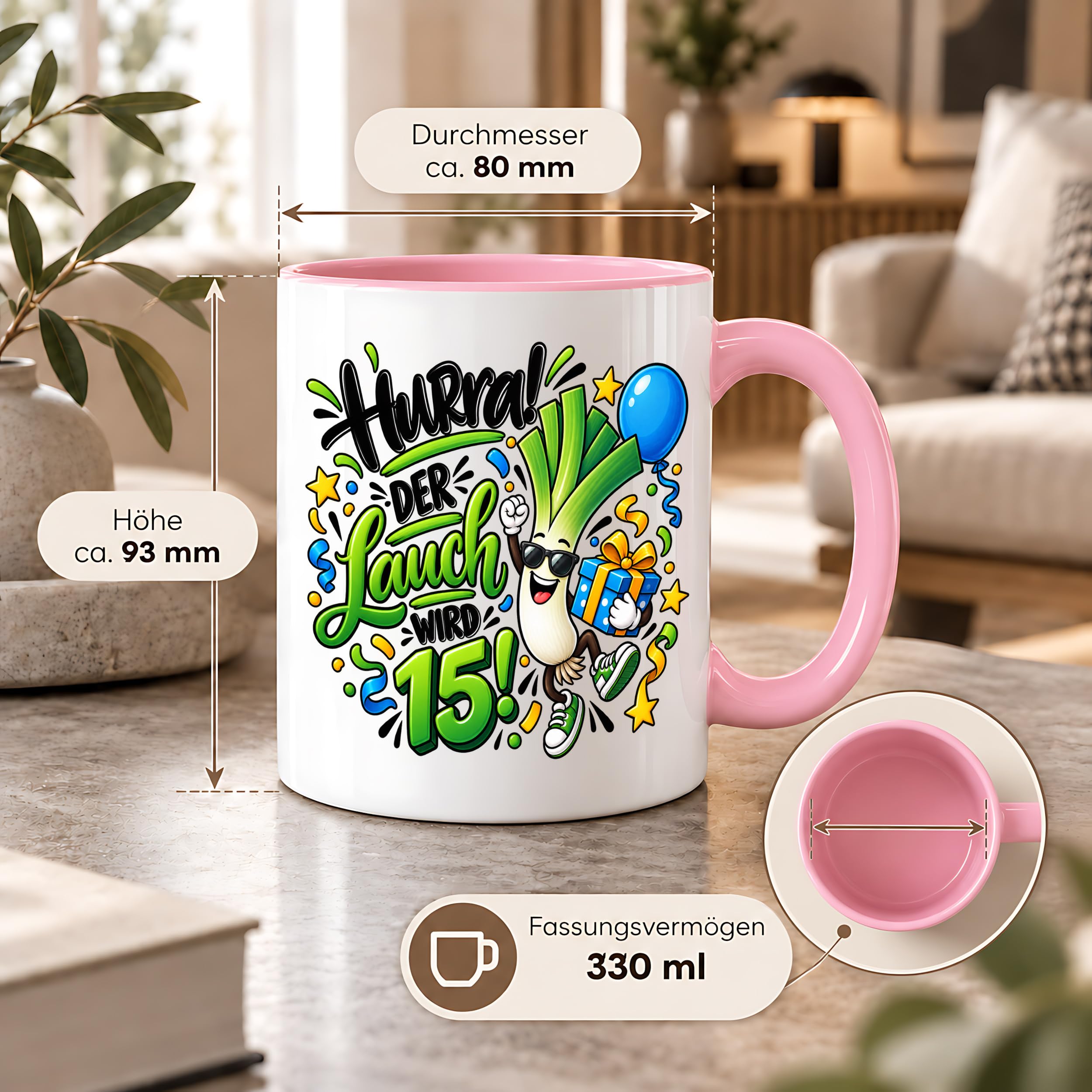 Herzbotschaft Tasse 15. Geburtstag Teetasse Geburtstagsgeschenk für Jungen