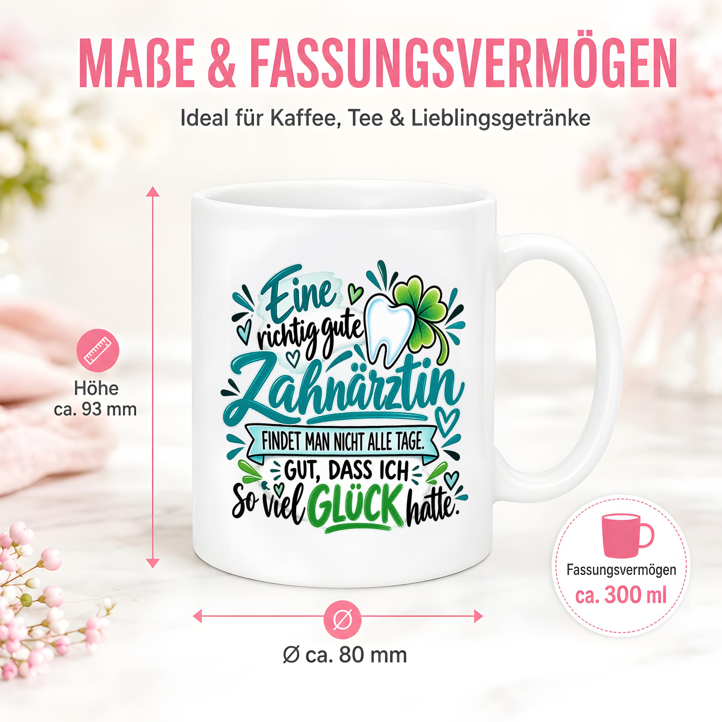 Herzbotschaft Zahnärztin Tasse Danke Kaffeetasse Geschenk in Zahnarztpraxis