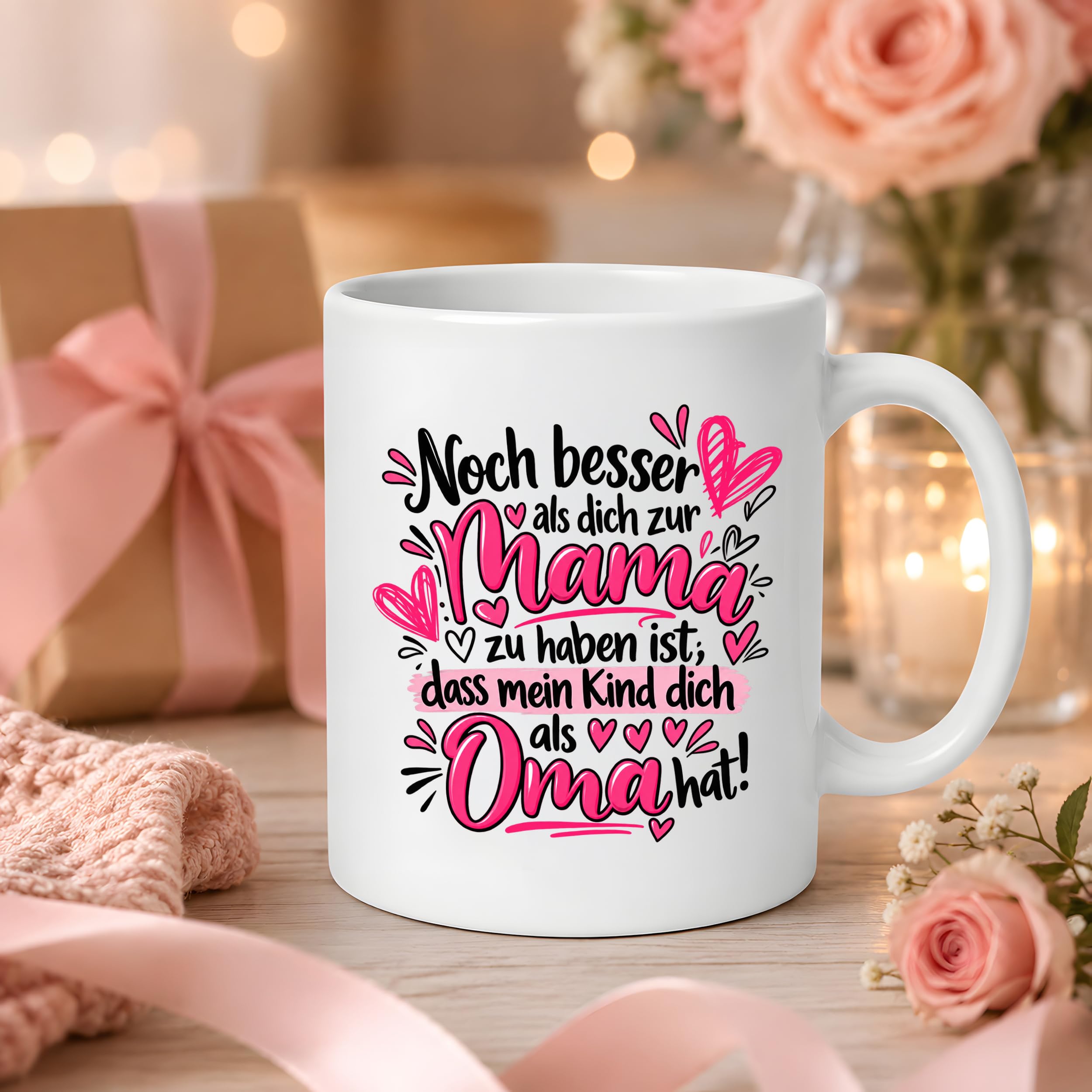 Herzbotschaft Tasse Geschenk Beste Oma der Welt Kaffeetasse