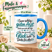 Herzbotschaft Tasse Kaffeetasse für Ärzte - Danke Geschenk für guten Arzt