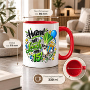 Herzbotschaft Tasse 15. Geburtstag Teetasse Geburtstagsgeschenk für Jungen