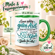 Herzbotschaft Tasse Danke Arzt Geschenk Kaffeetasse für Mediziner Praxis