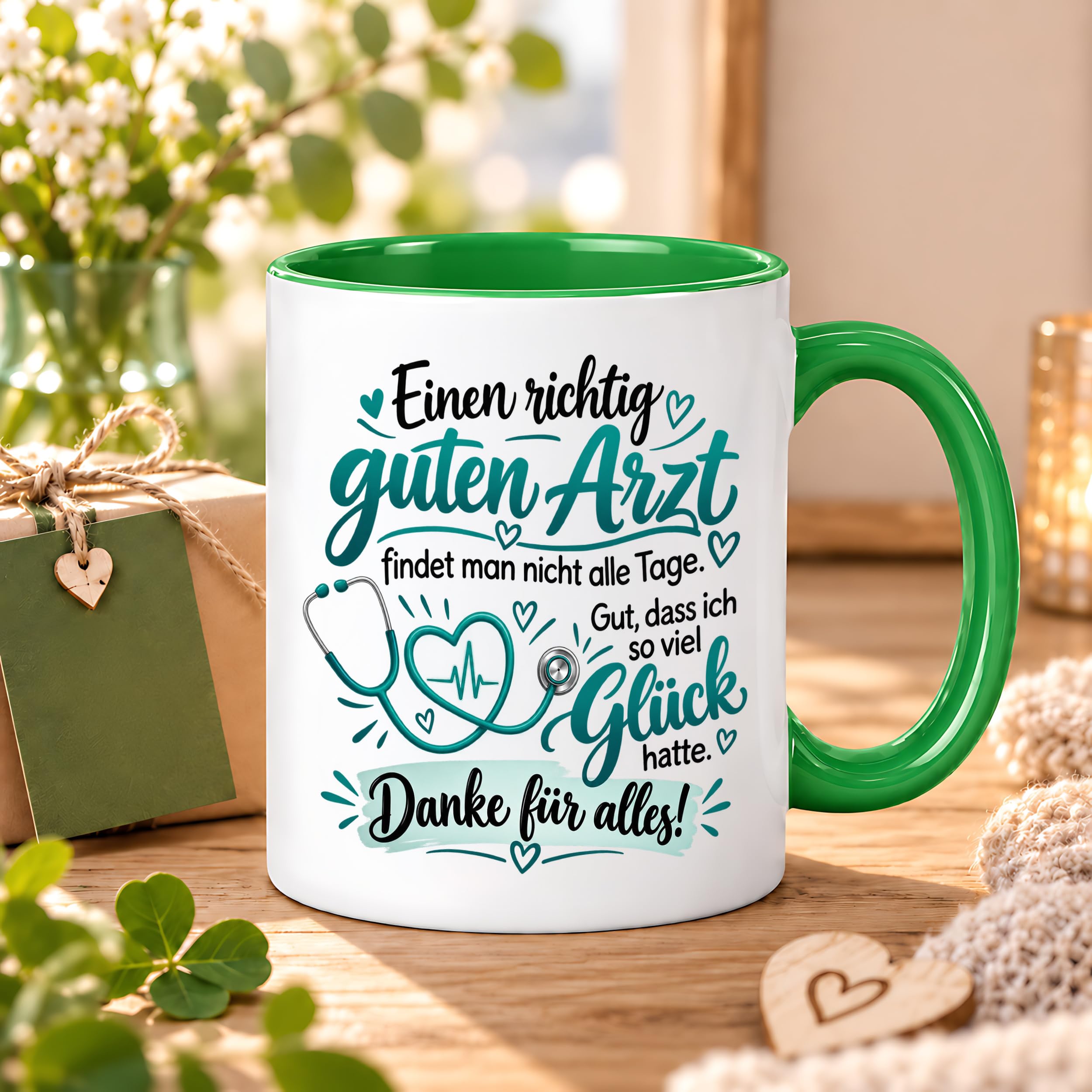 Herzbotschaft Tasse Danke Arzt Geschenk Kaffeetasse für Mediziner Praxis