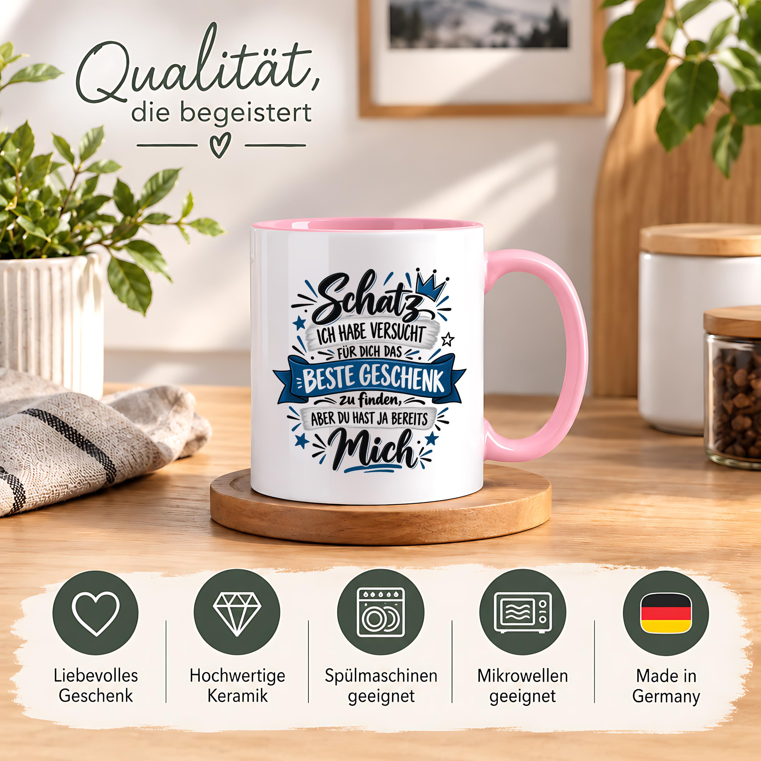 Herzbotschaft Tasse Geschenk Schatz Kaffeetasse für Freund Ehemann Teetasse