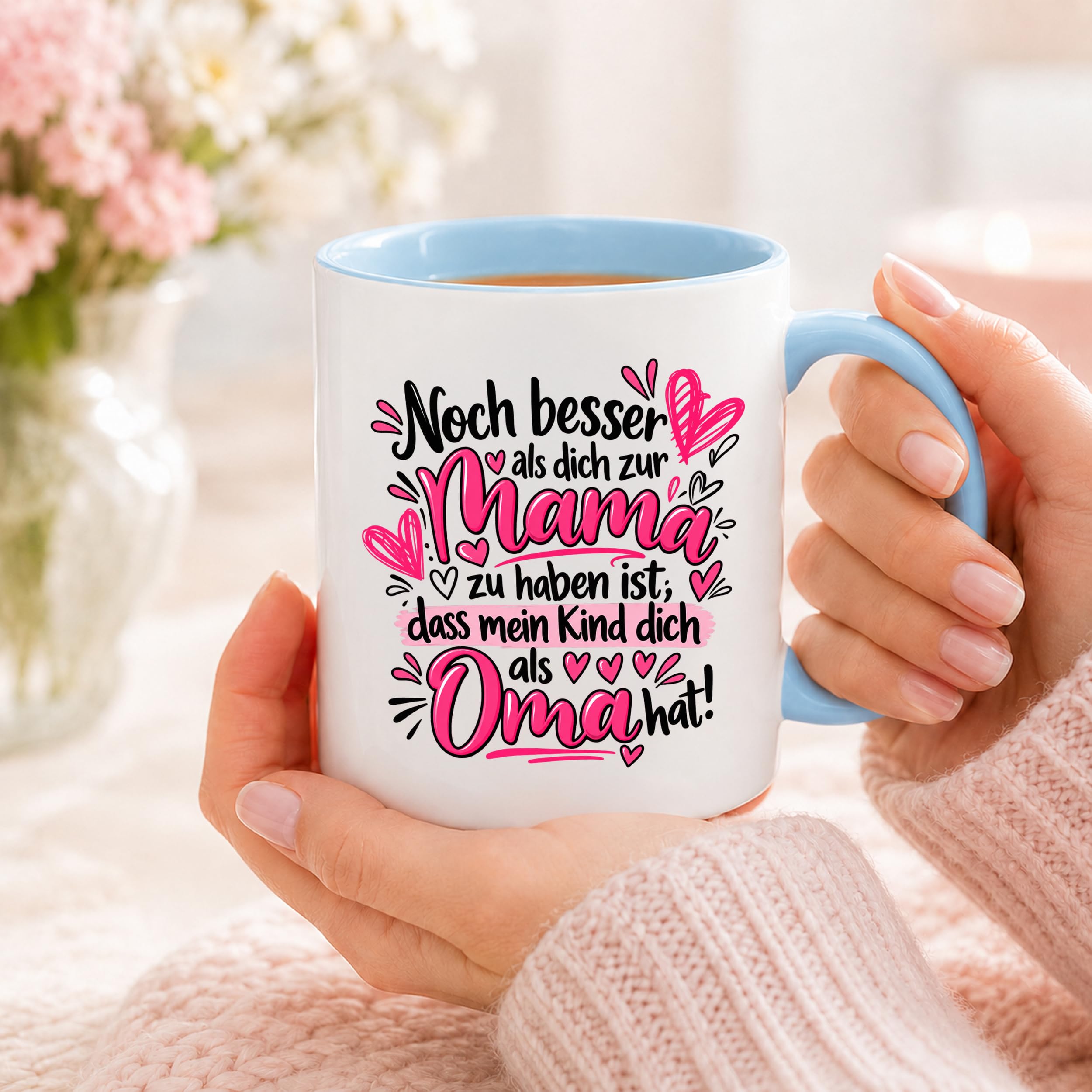 Herzbotschaft Tasse Geschenk Beste Oma der Welt Kaffeetasse