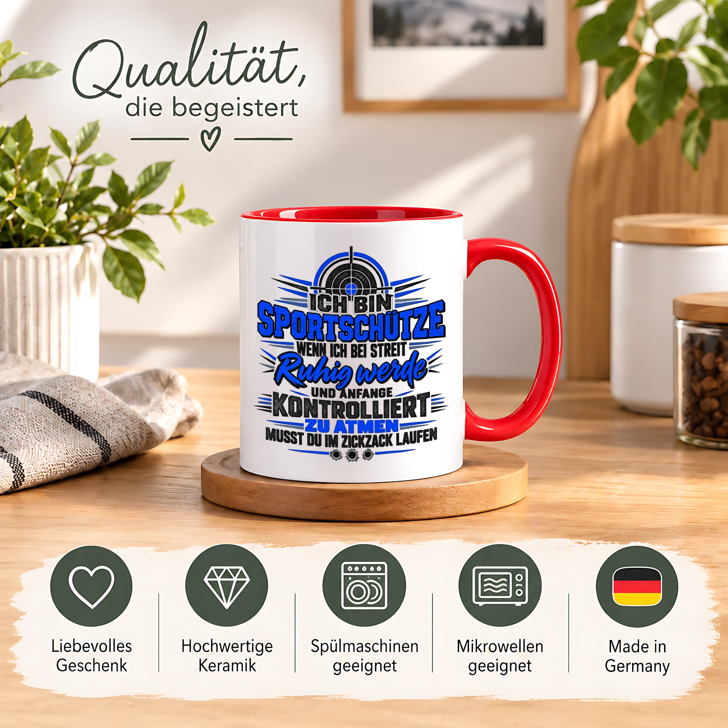 Herzbotschaft Sportschütze Tasse Geschenk für Schützenverein Kaffeetasse