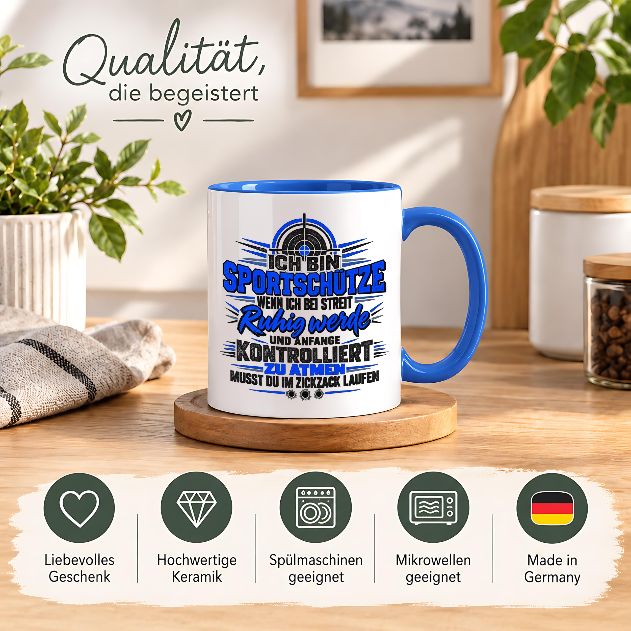 Herzbotschaft Sportschütze Tasse Geschenk für Schützenverein Kaffeetasse