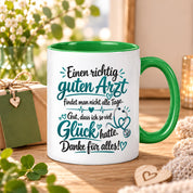 Herzbotschaft Tasse Kaffeetasse für Ärzte - Danke Geschenk für guten Arzt