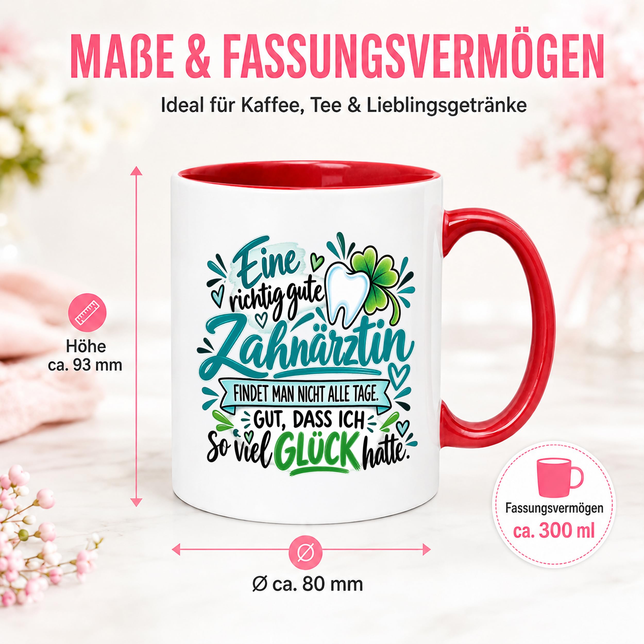 Herzbotschaft Zahnärztin Tasse Danke Kaffeetasse Geschenk in Zahnarztpraxis