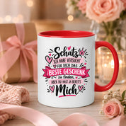 Herzbotschaft Tasse Schatz mit Spruch Das perfekte Geschenk Partner