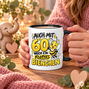 Herzbotschaft Tasse 60. Geburtstag Flottes Bienchen Geschenk für Frau