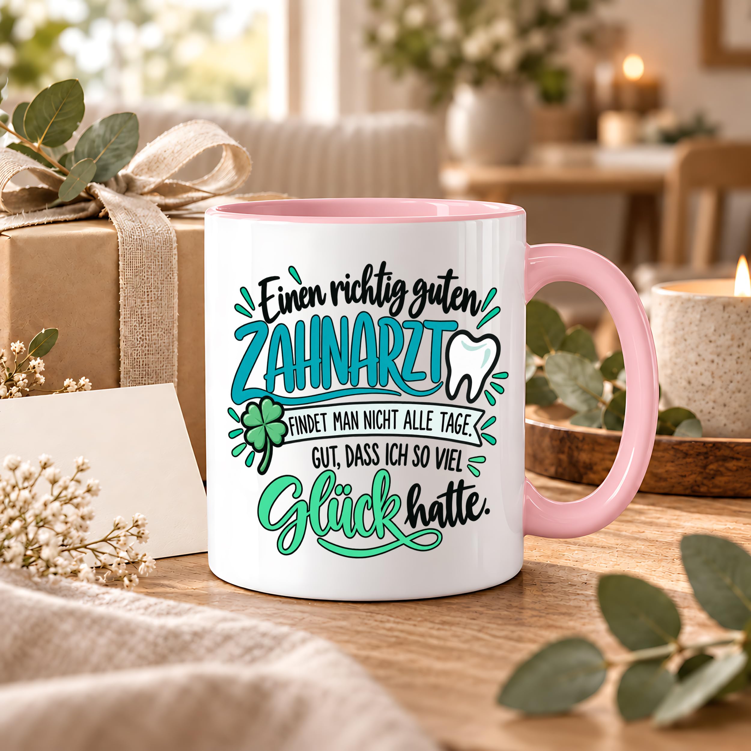 Herzbotschaft Zahnarzt Tasse - Danke Geschenk Kaffeetasse Zahnarztpraxis