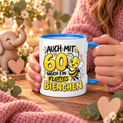 Herzbotschaft Tasse 60. Geburtstag Flottes Bienchen Geschenk für Frau